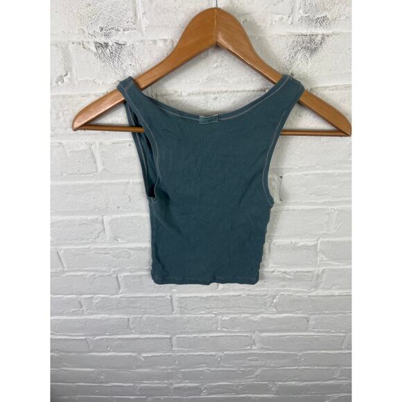 Skims Women's Cotton Ribbed Stretch Tank Top Sleeveless Green Size Small - Picture 4 of 5